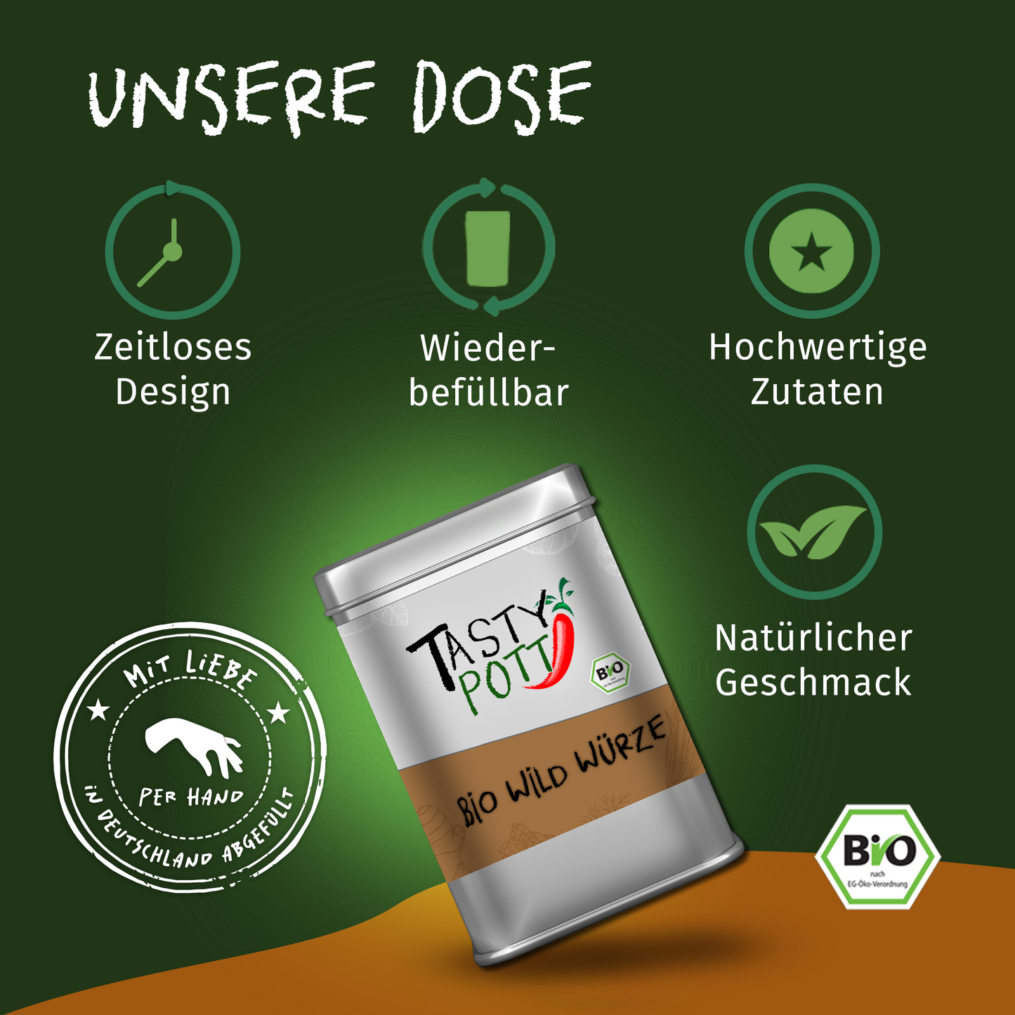 Bio Wild Würze 100g – in der Dose von Tasty Pott