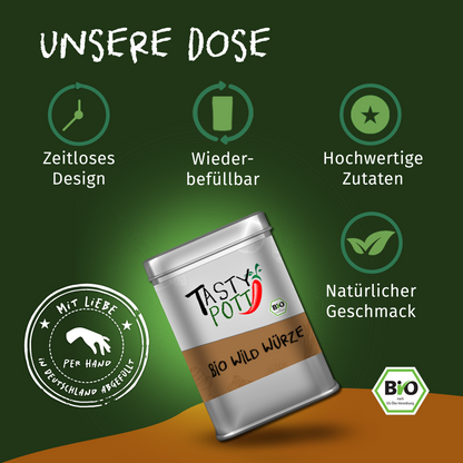 Bio Wild Würze 100g – in der Dose von Tasty Pott