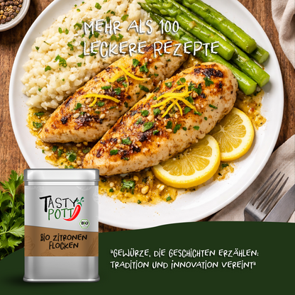 Bio Zitronenflocken - 100g Dose von Tasty Pott